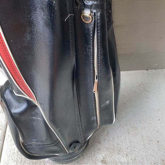 Vintage Atlantic Clyvenu Leather Black Golf Bag, Dri Grip Bottom - Picture 7 of 10
